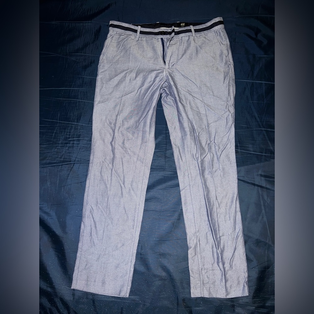 Blue Slim Fit Dress Pants